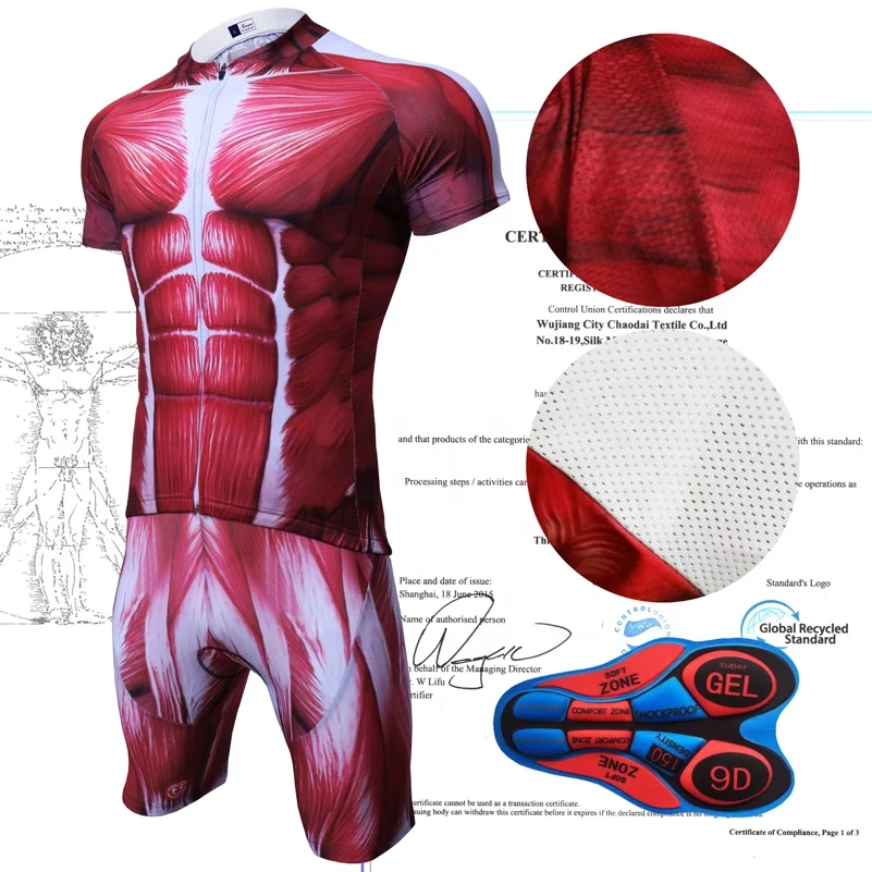 3D muscle man skeleton human meridian custom designs cycling jersey