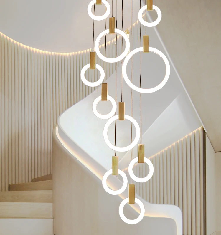 Hight Quality Art Design Style Circle Led Pendant Lamp For Stair