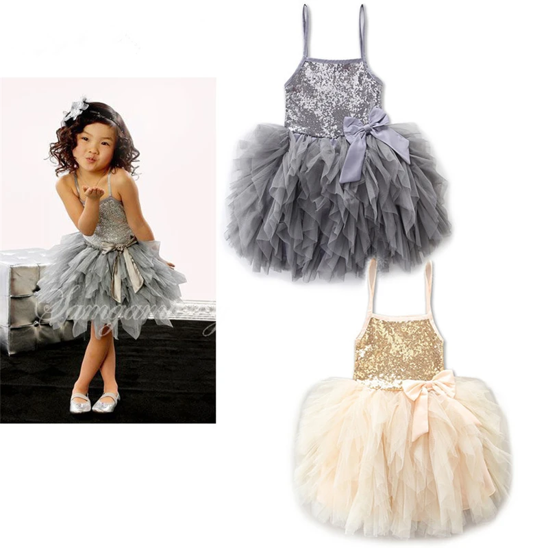 2019 new design silvery sequin dance wear ballet tutu skirt dance dress baby girls party wear dress baby girls dresses