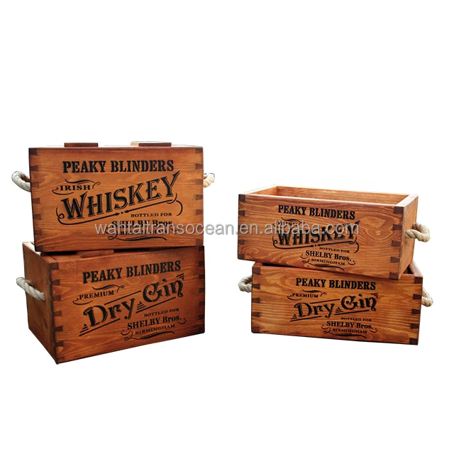 Peaky Blinders wooden Vintage Rustic Style Whiskey Gin Storage Boxes crate Trug