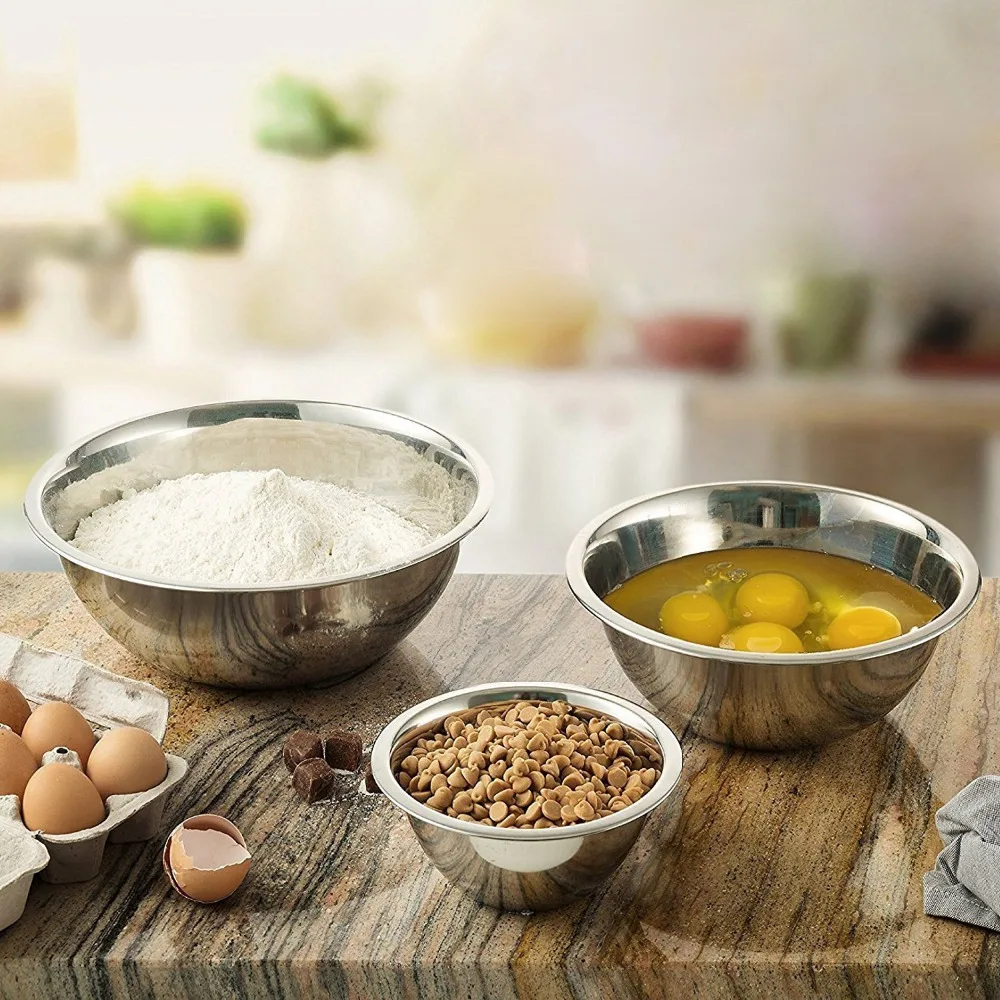 Горячая Распродажа, миски для смешивания из нержавеющей стали (набор из 6), зеркальные готовые миски