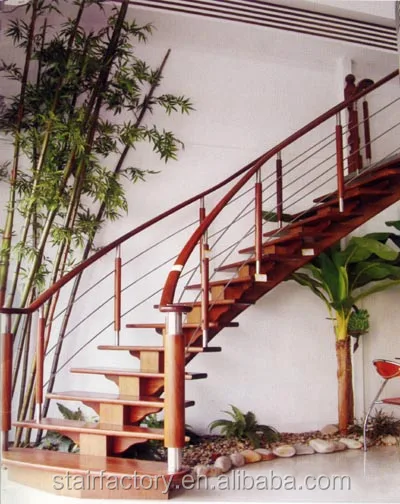 Australian indoor wood curved beam staircase Indoor loft solid wood treads staircase Used indoor solid wood railing stairs L-220
