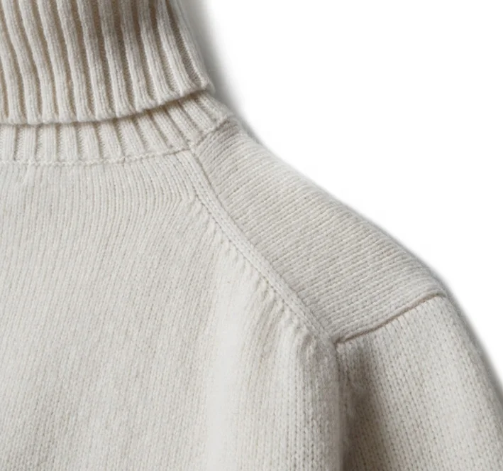 2021 Most Popular New Style High Quality Fashion Soft Turtleneck White Pullover Mens White 100% Wool Sweater