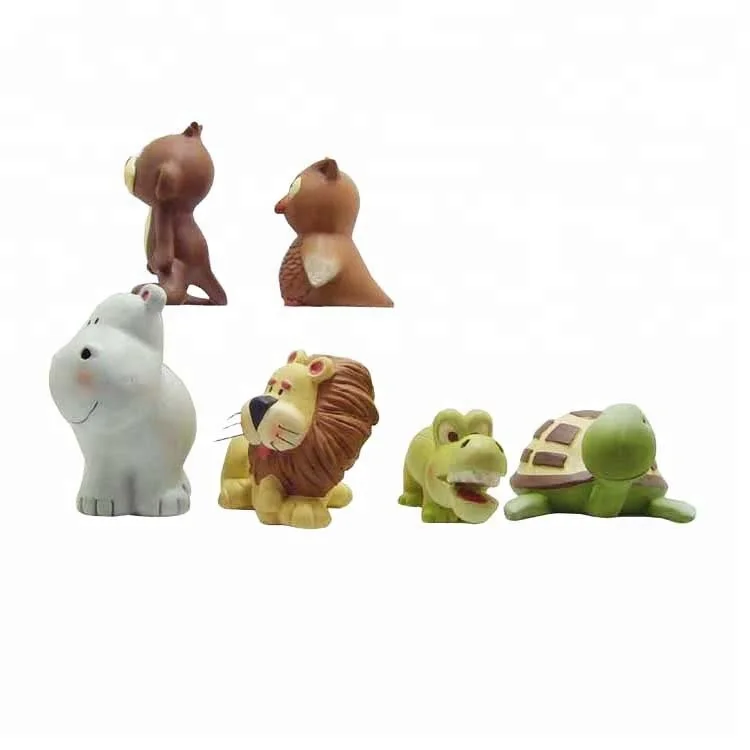 Customized Mini cute resin animal hippo monkey turtle lion crocodile owl statues sets
