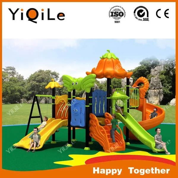 5m long plastic outdoor playground equipment with spiral slide