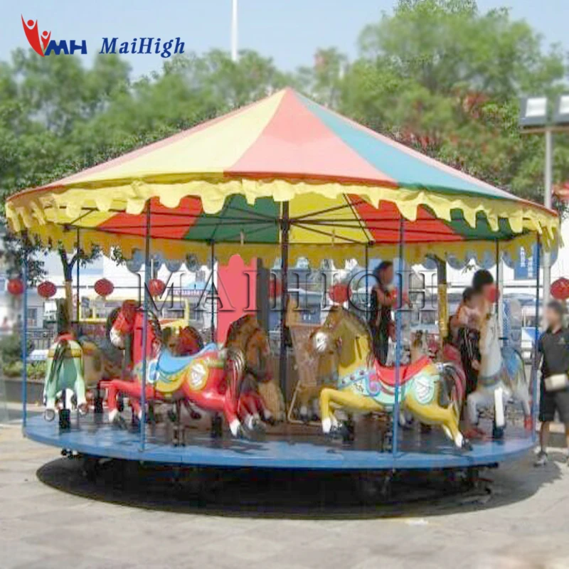 Cheap amusement rides simple carousel mounted with trailer for sale