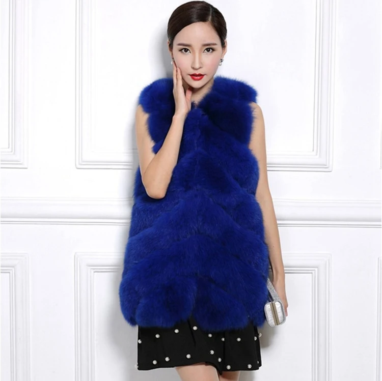 
Latest Design Women Faux Fur Vest Popular Style Colourful Long Fake Fox Fur 