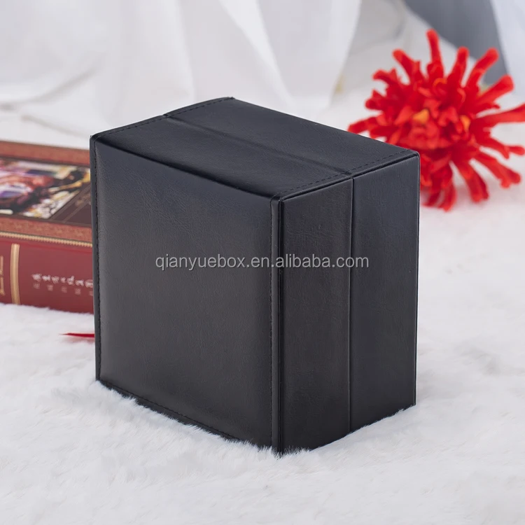 
Unique Rubber paint black lacquered watch box with spring hinge lid 