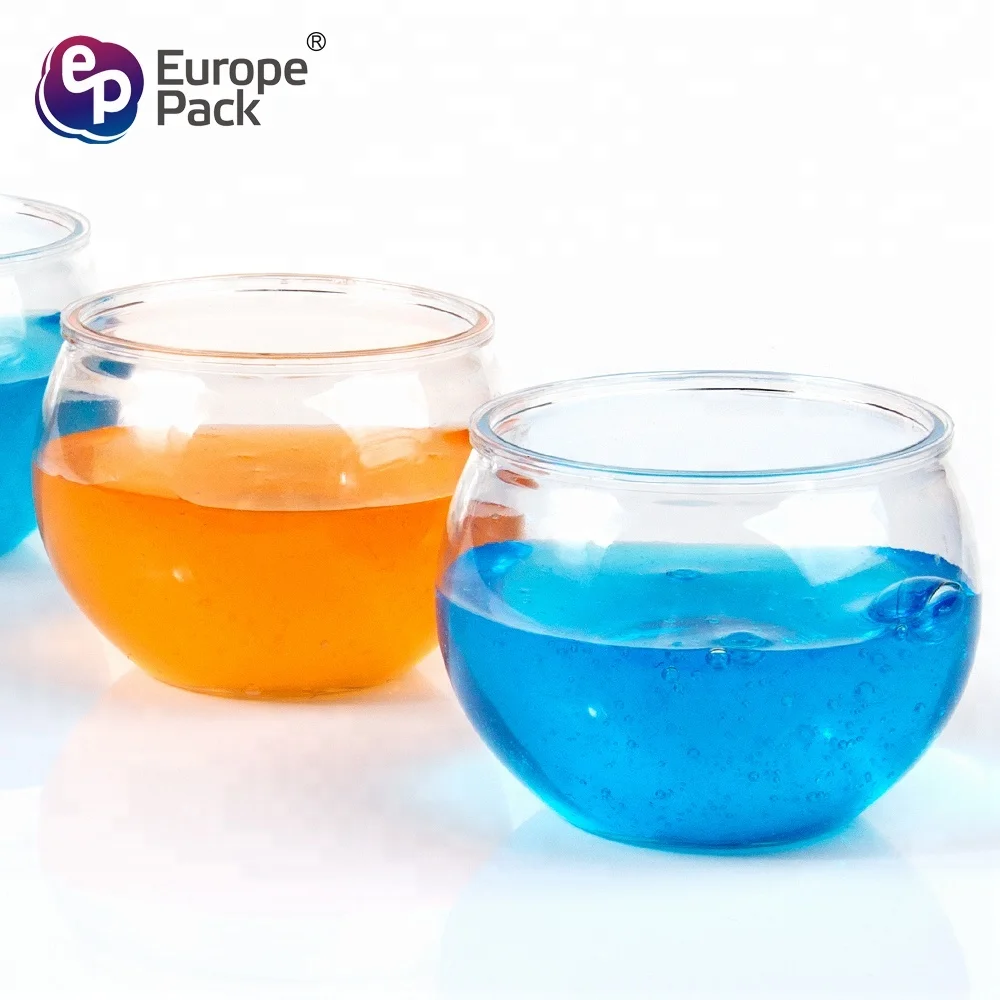 Wholesale PET Dessert cups Round Ball Shape Plastic disposable Cups for pudding