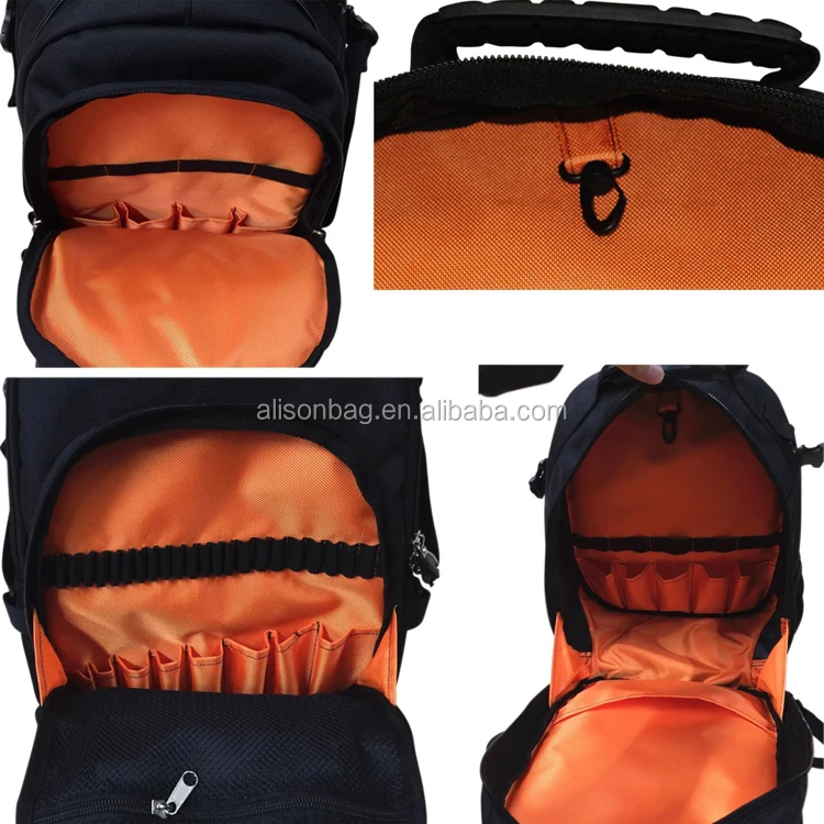 
Heavy duty backpack tool bag for electrician engineer mechanics 