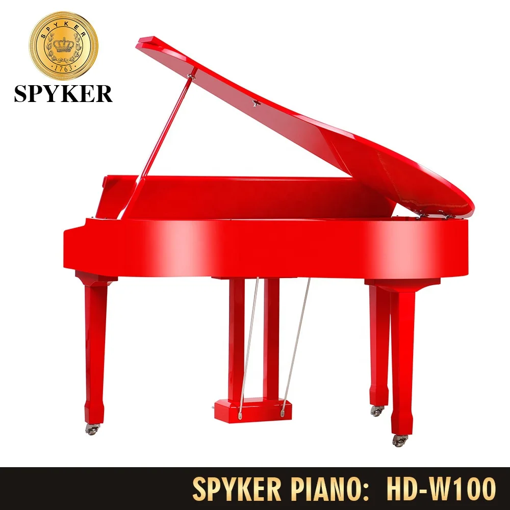 SPYKER HD-W100 Smart Digital Grand Piano 88 Keys Weighted Keyboard Red Polish Synthesizer