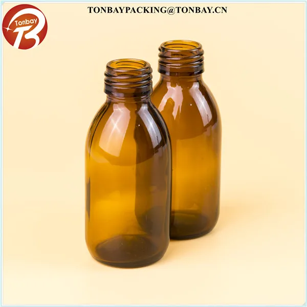 
Din28 125ml amber glass bottle container amber syrup glass bottle low price from China manufacturer 