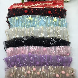 new style design fuzzy ball tulle ground multicolor embroidery fabric for children