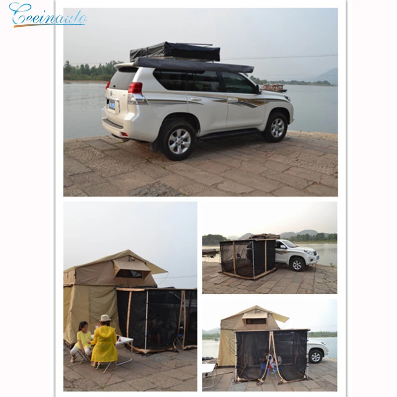 CeeinAuto thicken roof tent car sunscreen leakproof camping outdoor 1.4 meters wide multi-person foldable car tent extension