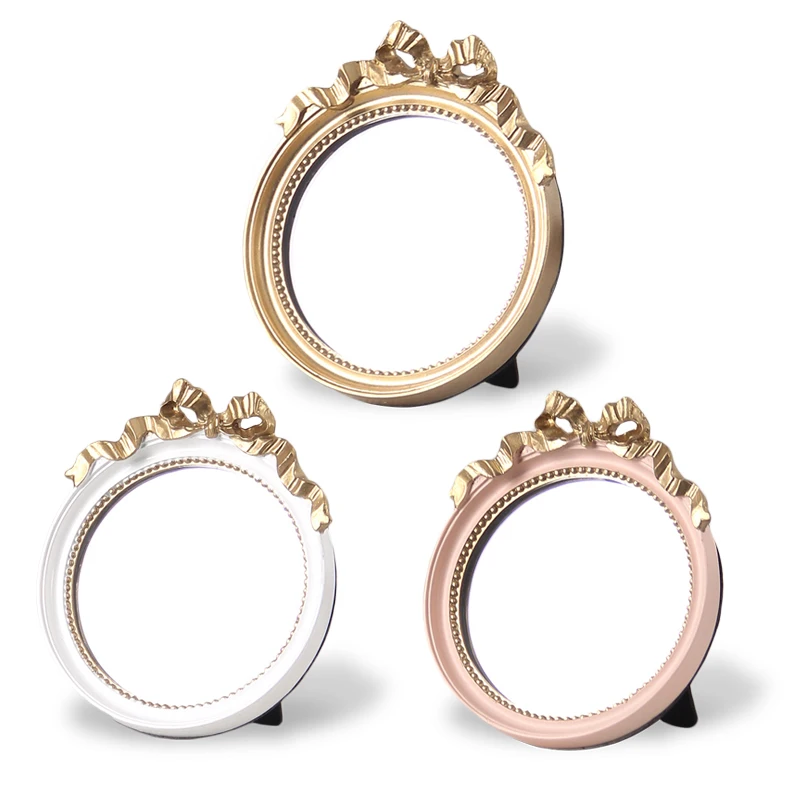 Round Vintage Baroque Princess Style Mini Make up Table Mirror