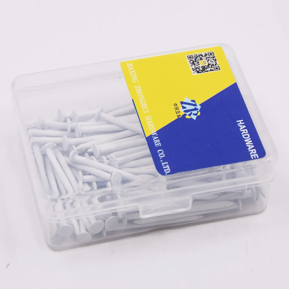 
White paint color checkered round flat plain head bright shank common iron nails 