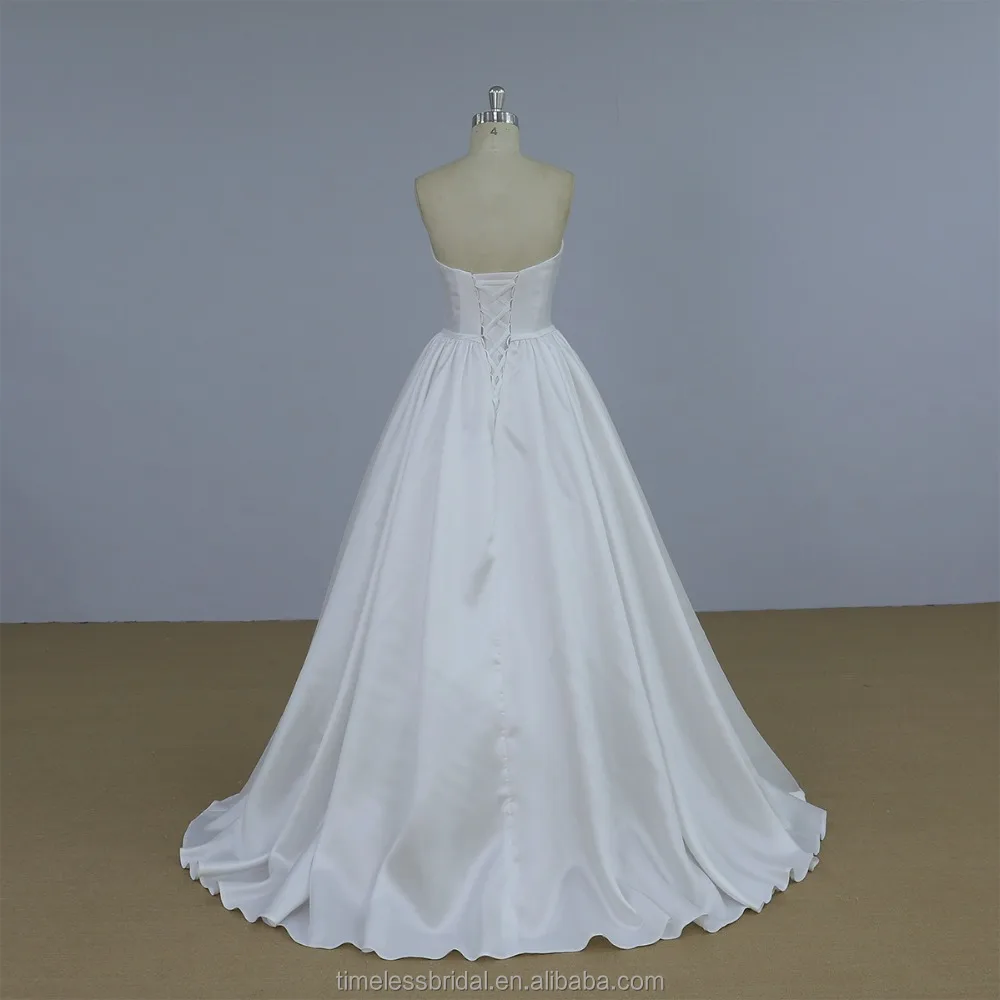 Strapless white color ball gown mikado wedding dress bridal gown