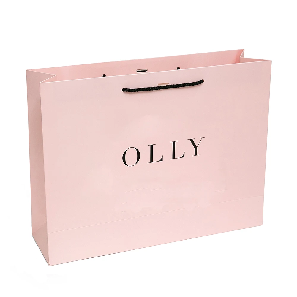 Customized Luxury Black Crafted Shopping Craft Gift Clothing Packaging Paper Bags