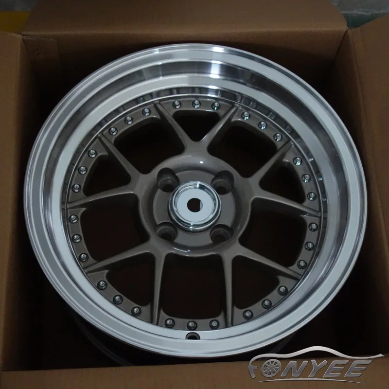 F80157 15 inch 8.0j ET15 4X100 73.1 Bronze machine edge good quality alloy wheels modified new design models for auto car rims