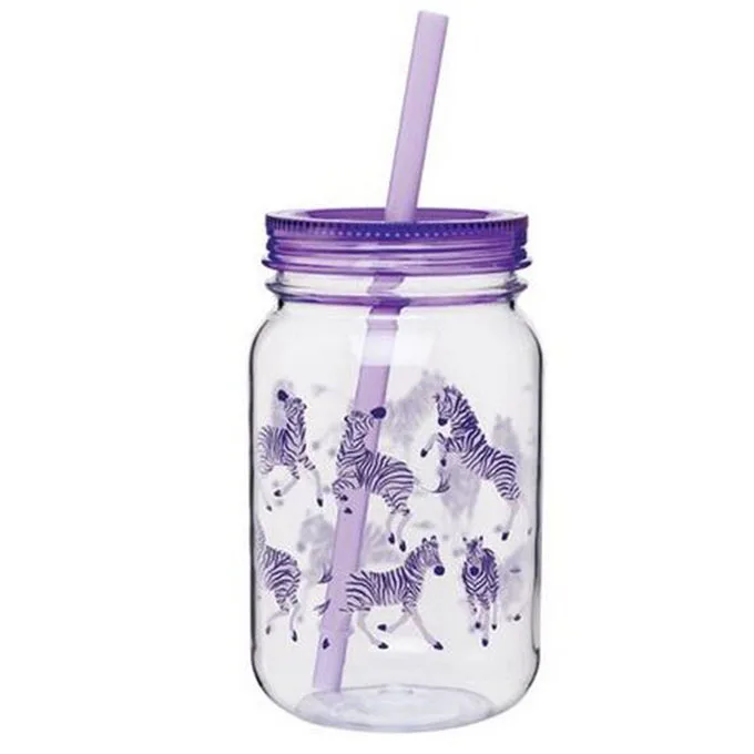 single wall mason jar water bottle, acrylic Mason Jar Sipper tumbler with Straw, 600ml Tritan Single Wall sipper plastic cup