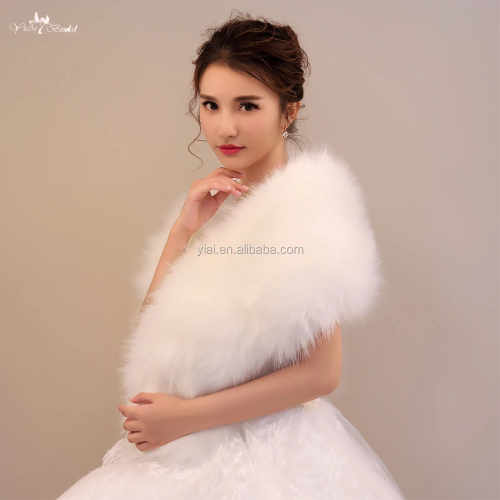 
LZP195 Lovely Off Shoulder White Fur Bolero Winter Wedding Cape 