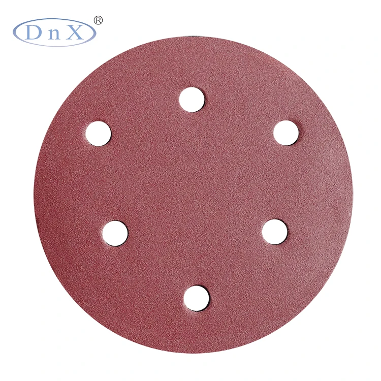 5 Inch  6 Holes Garnet Sand Paper Hook and Loop  Sanding Disc Sandpaper Discs for Grinding Wood