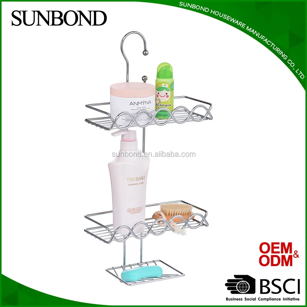 Over door 3 tier metal bathroom organizer shelves storage rack