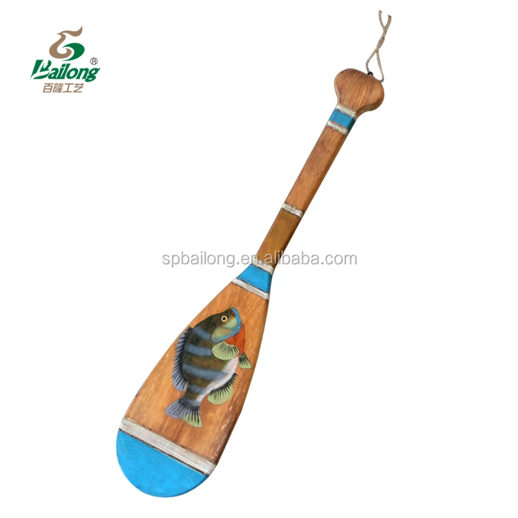 Ready to ship home decor hand painted beach fish animals hanging wall wooden dragon boat canoe decorative bass paddles