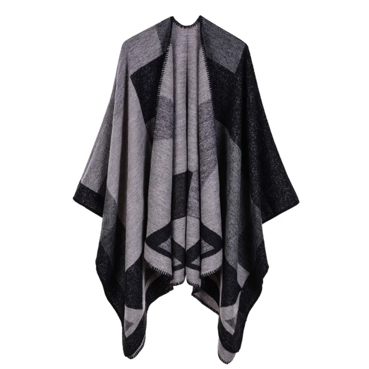 
women fashion crochet boutique winter women knitted fleece clothing mexicano cashmere poncho stole 0319041 