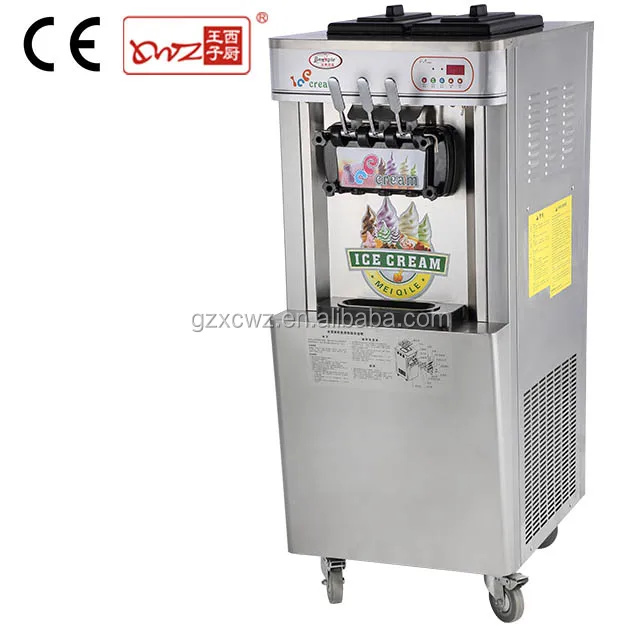 Commercial high quality stainless steel floorstand 3 flavors frozen yogurt soft ice cream machine