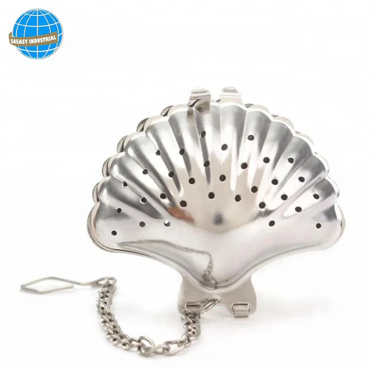 
Easy Use Seashell Shape Stainless Steel Loose Leaf Tea Infuser With Chain 