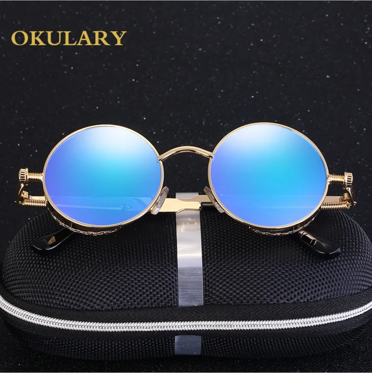 Gothic Steampunk Sunglasses Men Polarized Women sun glasses goggles Sunglasses retro round fashion Brand Designer Mirror