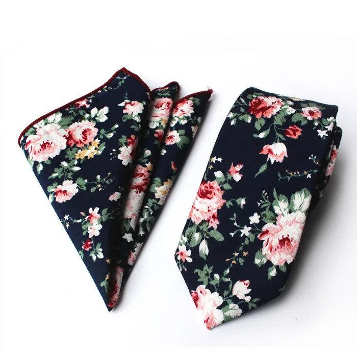 
 Галстук и носовой платок из 100% хлопка для мужчин  