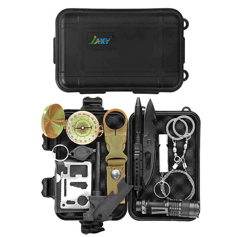 12 in 1 Tactical Survival Kit Professional Outdoor Survival Gear kits for Hiking Biking Camping Adventures Hunting