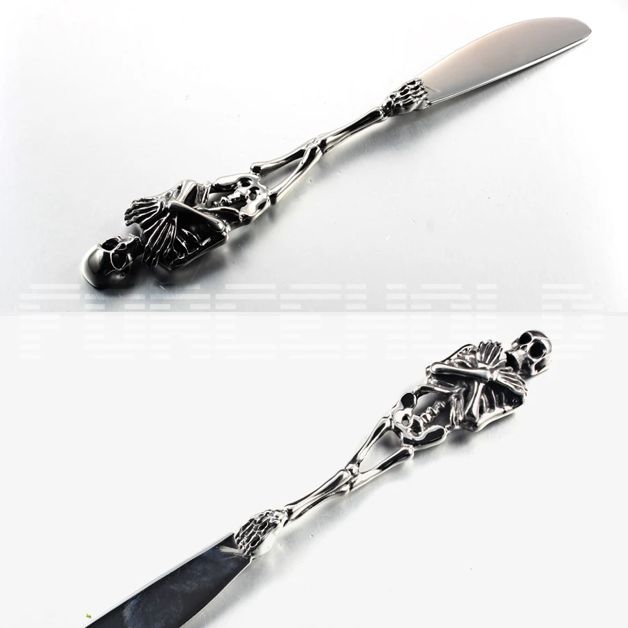 Stainless Steel Novelty Skull Skeleton Model Tableware Knife