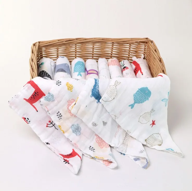 New style 100% organic cotton muslin swaddle baby burp cloth bibs