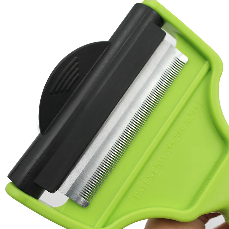 large plastic handle pet double grooming deshedding tool row rake comb brush with long pins