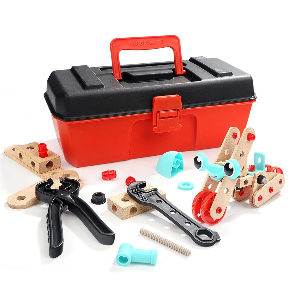 2014 china new innovative product handmade wooden toys organic baby toys Biddy tool box kids learning toys