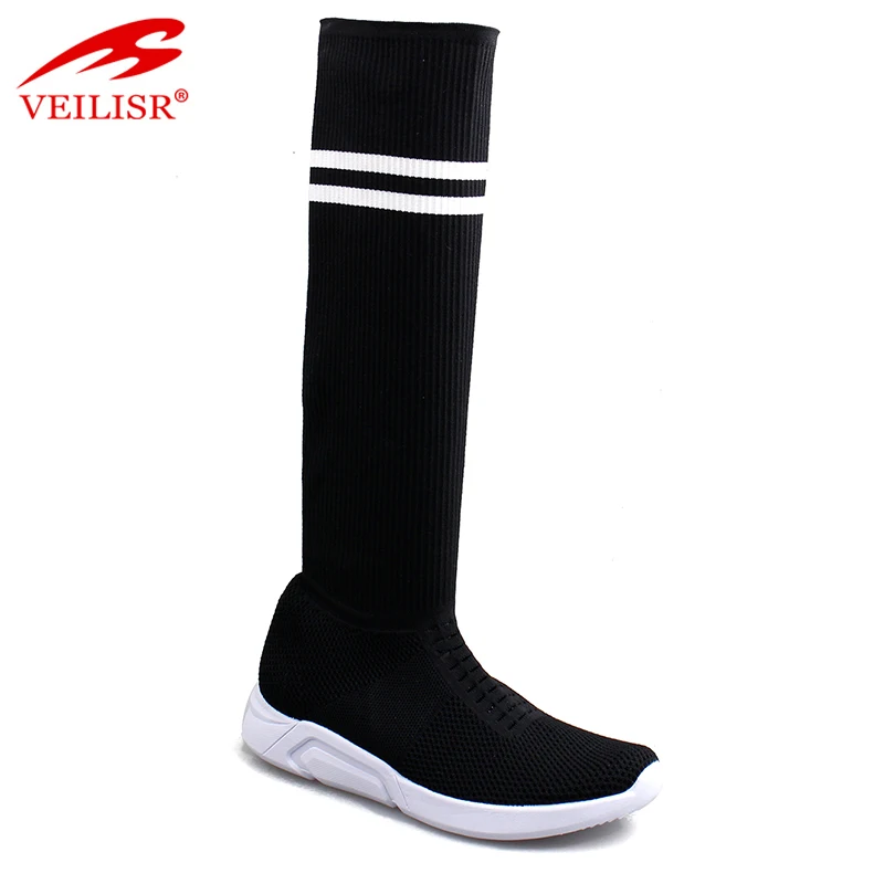 New design fly knit mesh fabric high top stocking ladies fashion sneakers women casual sock shoes boots
