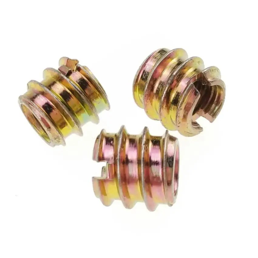 
M4 Yellow Galvanized Steel Slotted Insert Nuts for Furniture 