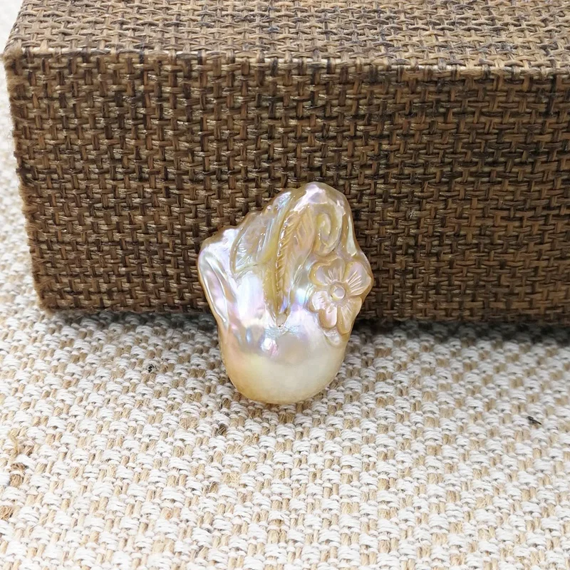 20-25mm handmade carved fireball flower fresh water pearls freeform shaped natural baroque pearl beads