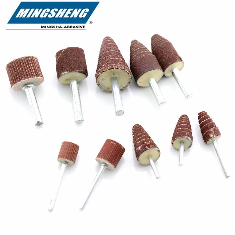 Abrasive 3/6mm Shank Tapered Grinding Head Emery Cloth Mandrel Mounted  Point metal stainless steel buffing  mingsha customized
