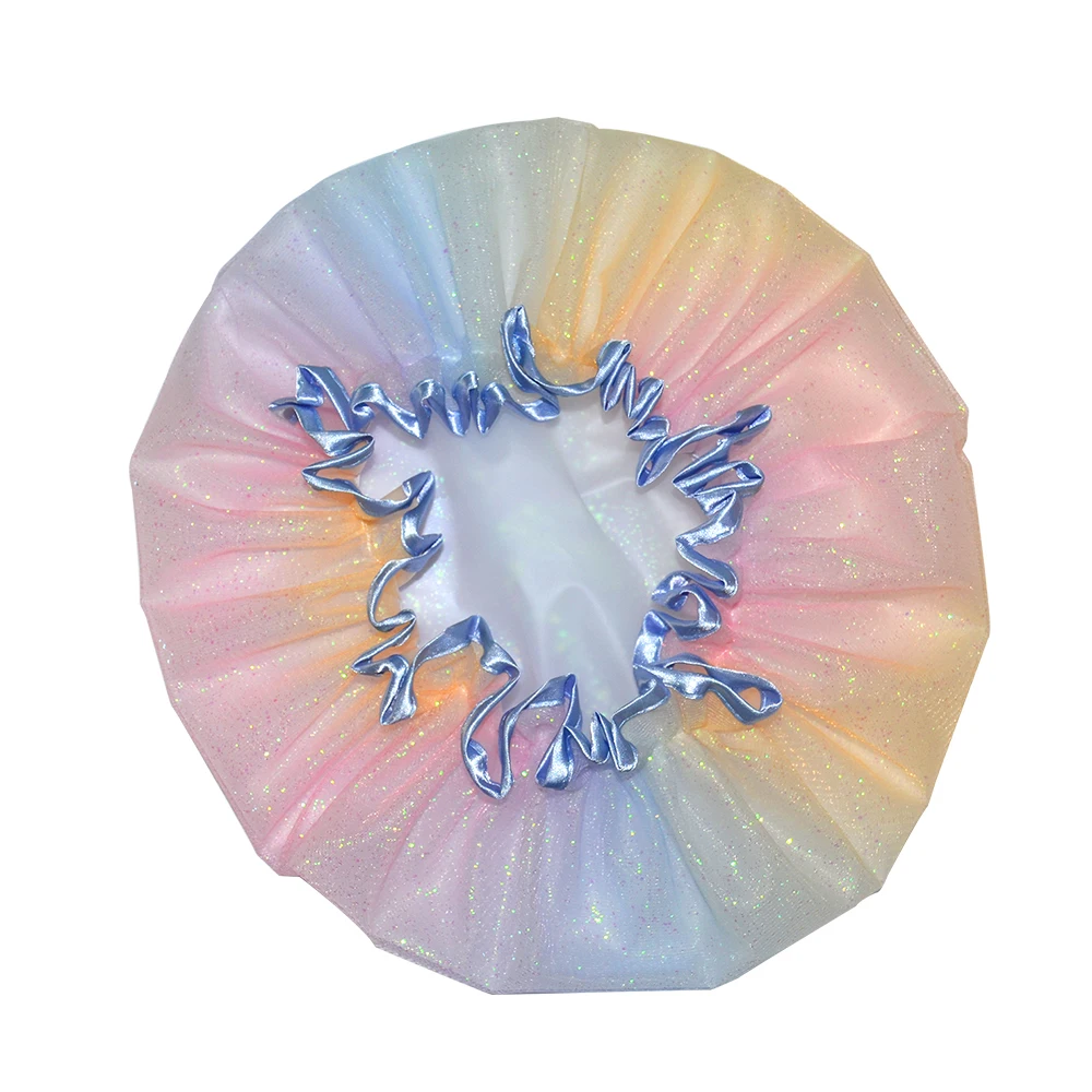Dia 28cm glitter rainbow shower cap,shower cap waterproof EVA plastic shower cap for women