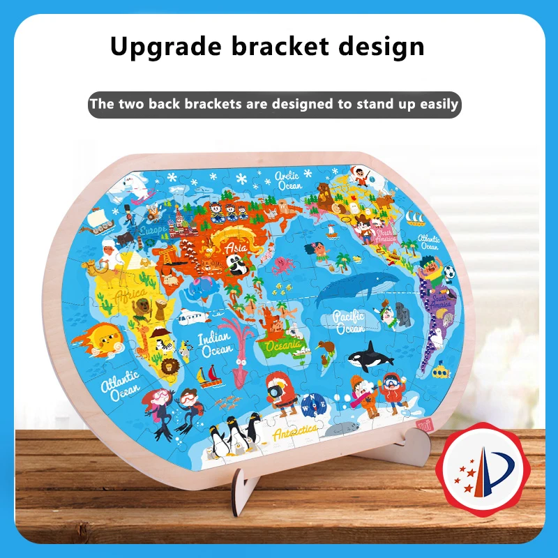 
Toi Classic Puzzle 80Pcs World Map Educational Toy Interesting Wood Jigsaw Puzzles For Children 