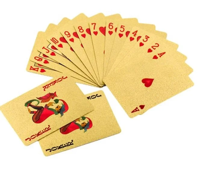 
Durable Waterproof Playing Cards 24k gold foil plated poker card 
