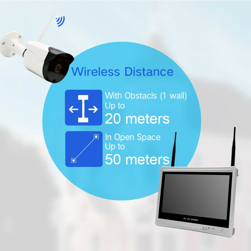 VESAFE CCTV 4CH  H.265 12 inch LCD Monitor Cctv Camera System Waterproof Wifi NVR Kit Indoor And Outdoor Monitoring Package