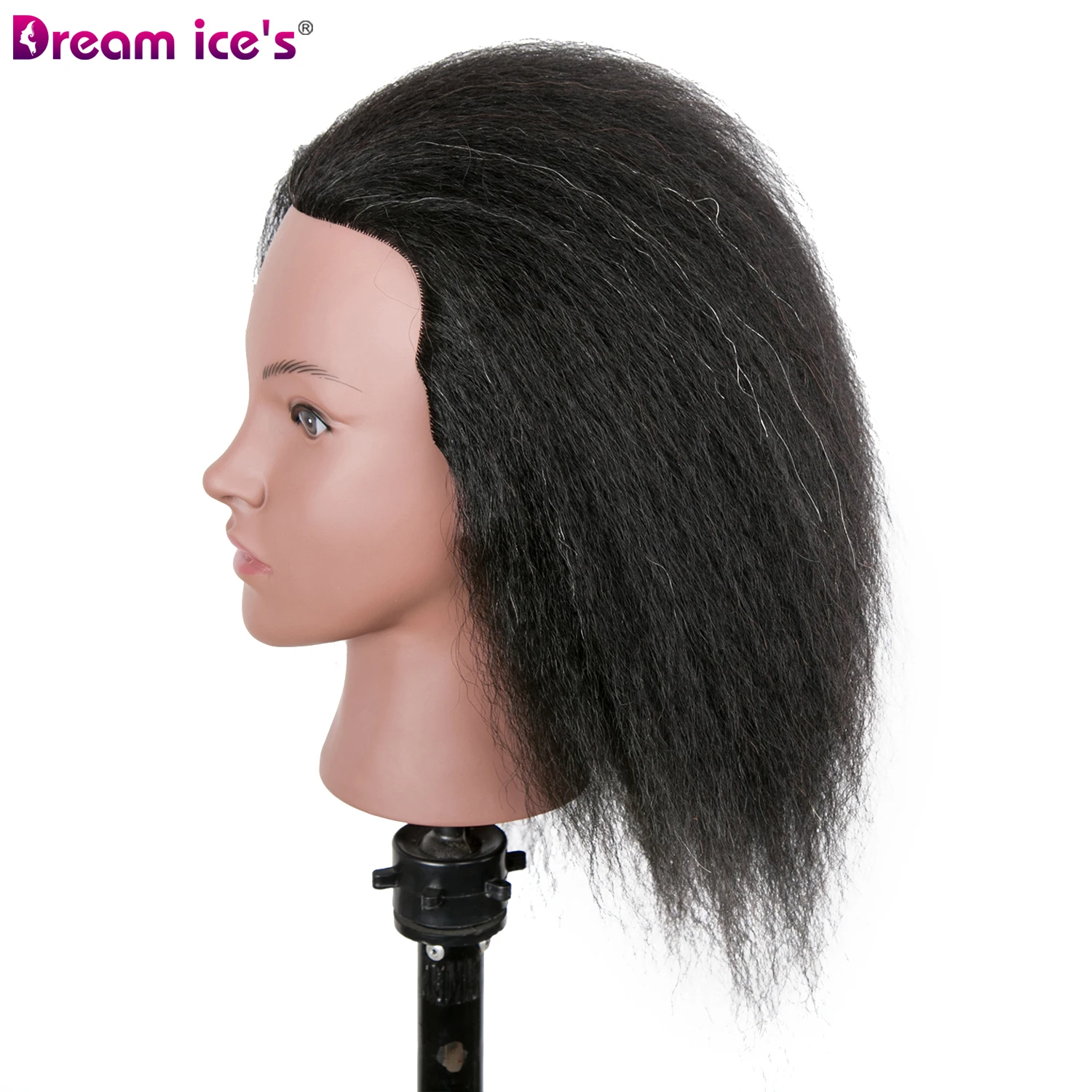 Dream.Ice, заводская цена, 8-24 дюйма, необработанный русский манекен для обучения человеческих волос, голова для чернокожих женщин