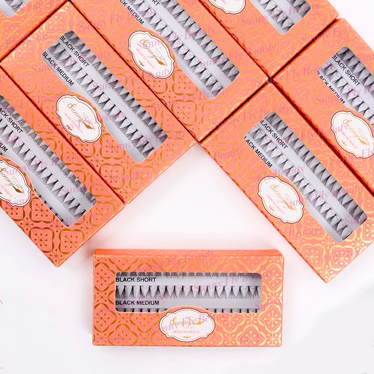 
OEM mink individual 5d flare cluster pre made fans lashes extension 