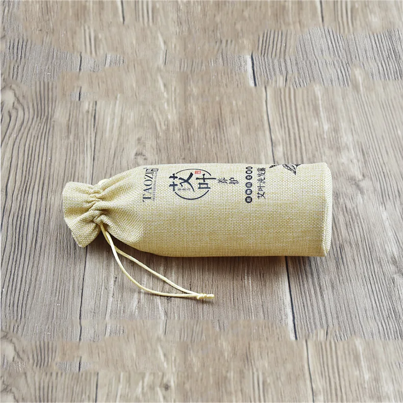 Popular Fashion Custom Logo Printing Party Wedding Favor Gift Bag Round Bottle Jute Drawstring Bag