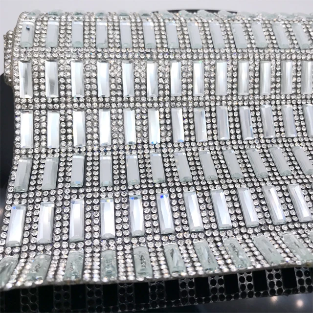 wa045 factory price adhesive mesh trim crystal rhinestone sheet for decoration